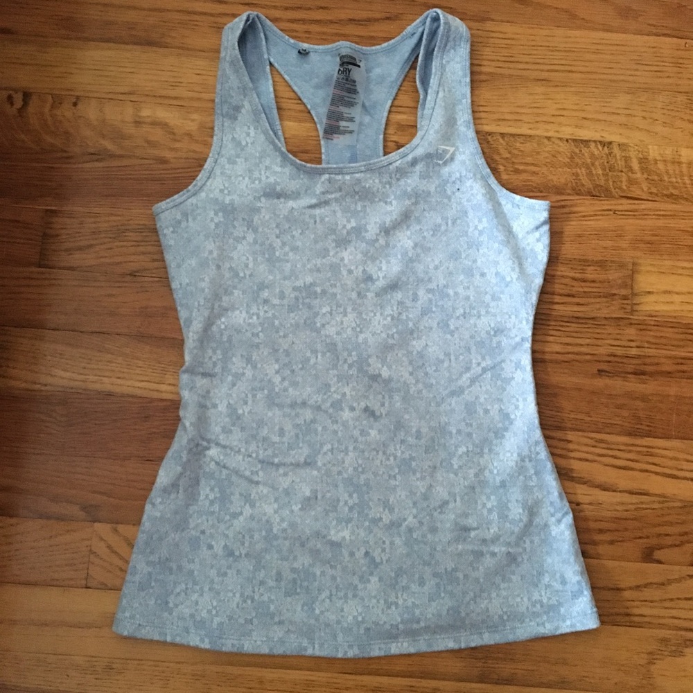 Gymshark Blue Fleur tank top.